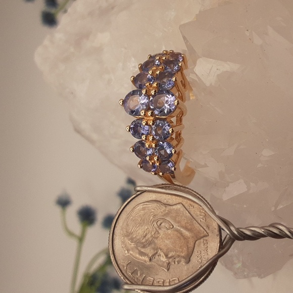 Yellow Gold Over 925, Genuine Tanzanite Ring. - Picture 5 of 7